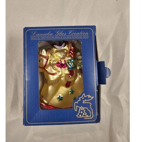 Krebs Glas Lausha Creation  Rocking Horse Christmas Ornament Made in Germany - Picture 6 of 8